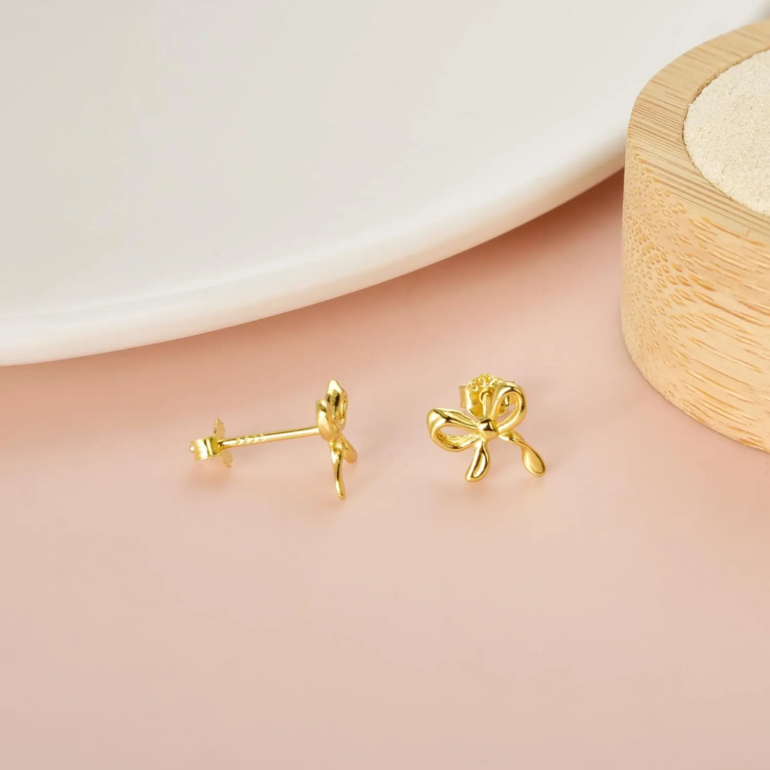 Small Bow Earrings for Women Cute Silver Gold Stud Earrings Simple Minimalist Small Dainty Earrings