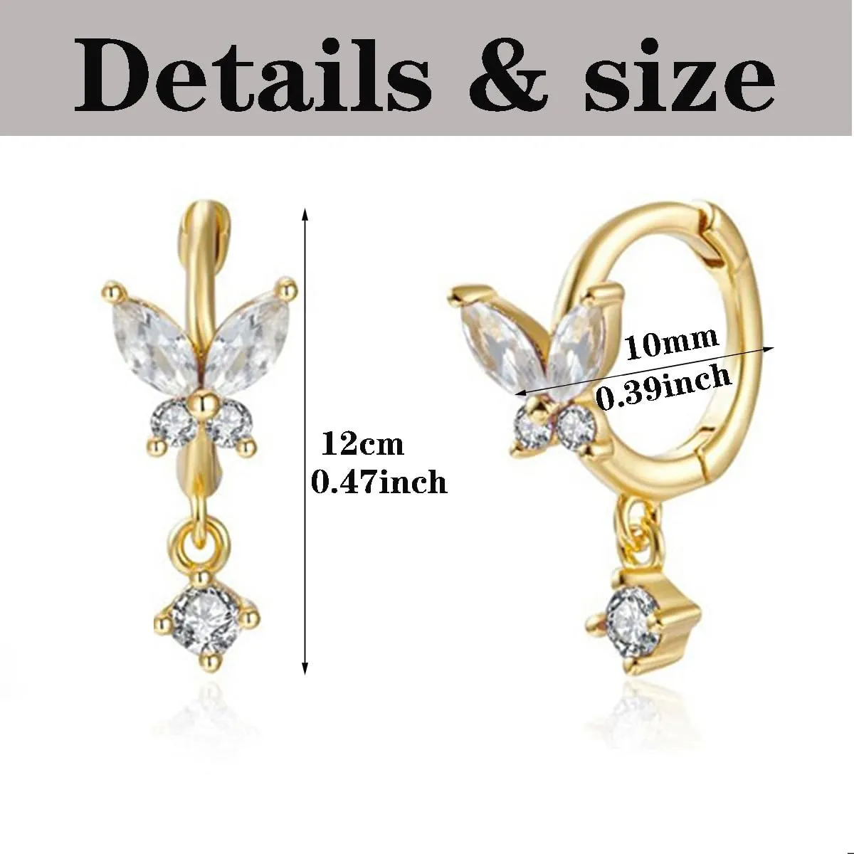 Small Gold Huggie Hoop Earrings For Women Green heart earrings Set Gold Plated Hoop Earrings Hypoallergenic Cubic Zirconia Dangle Jewelry
