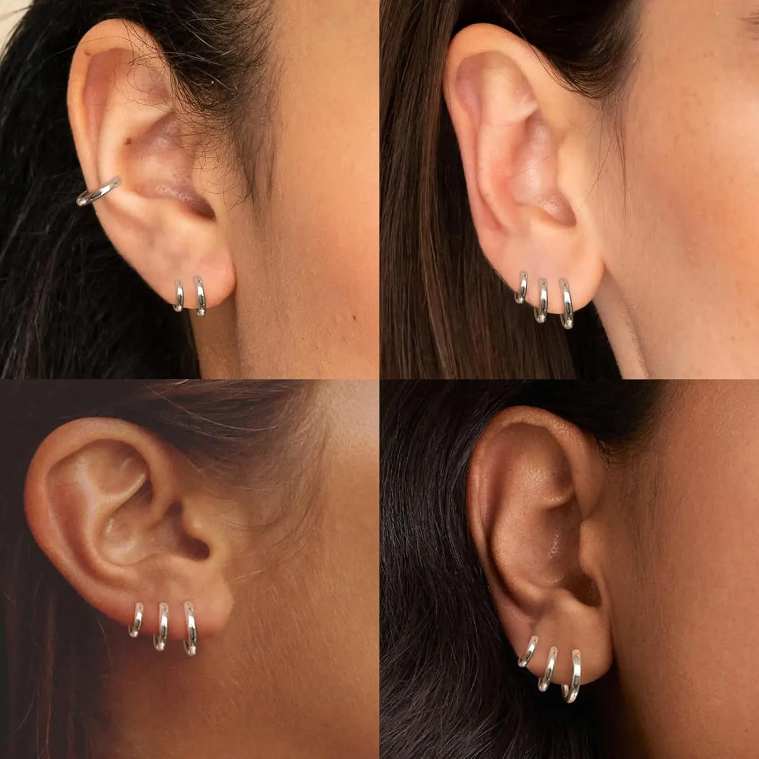 Small Gold Huggie Hoop Earrings Set for Women 14K Real Gold Plated Hypoallergenic Lightweight Earrings for Sensitive Ears Everyday Earrings Sets for Multiple Piercing Cartilage Hoop Earrings Stack Jewelry