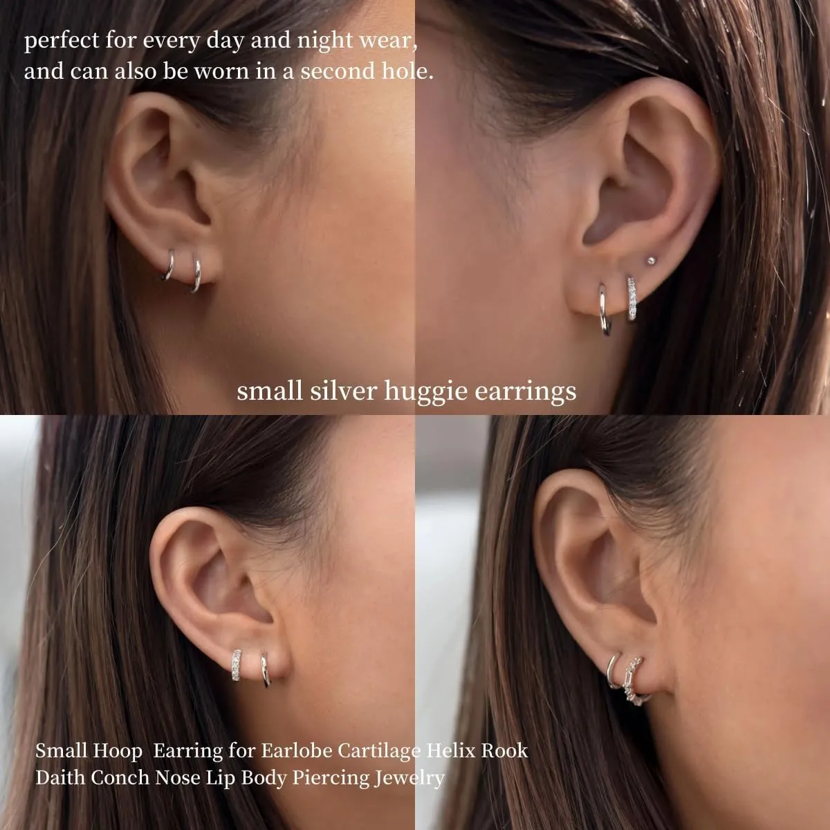 Small Gold Huggie Hoop Earrings Set for Women 14K Real Gold Plated Hypoallergenic Lightweight Earrings for Sensitive Ears Everyday Earrings Sets for Multiple Piercing Cartilage Hoop Earrings Stack Jewelry