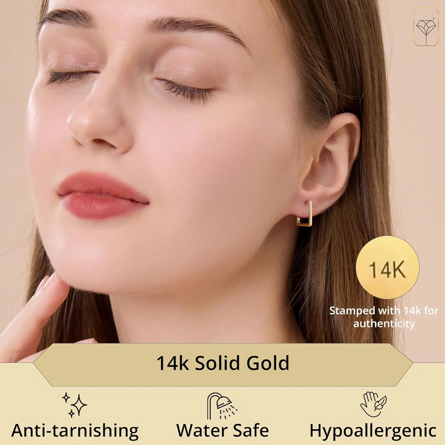 Solid 14K Yellow Gold Hoops Earrings for Women| Hypoallergenic Real Gold Earrings for Women | Anti Tarnish Solid Gold Earrings by MAX   STONE
