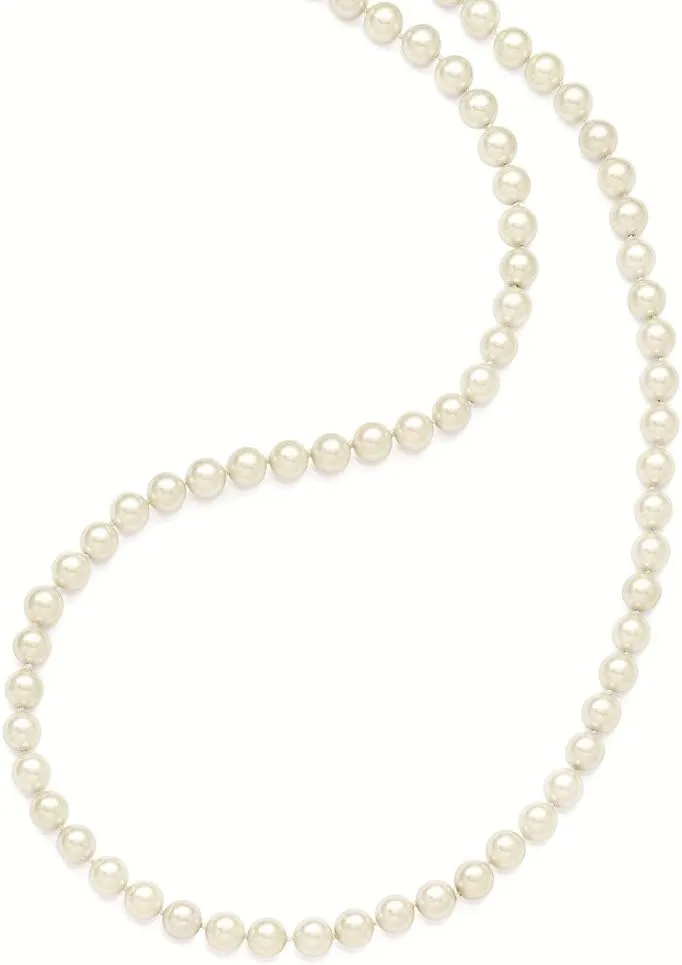 Sonia Jewels Majestik 10-11mm White Imitation Shell Pearl Hand Knotted Slip On Necklace 36"