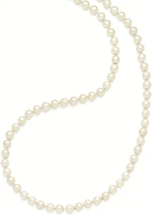 Sonia Jewels Majestik 10-11mm White Imitation Shell Pearl Hand Knotted Slip On Necklace 36"