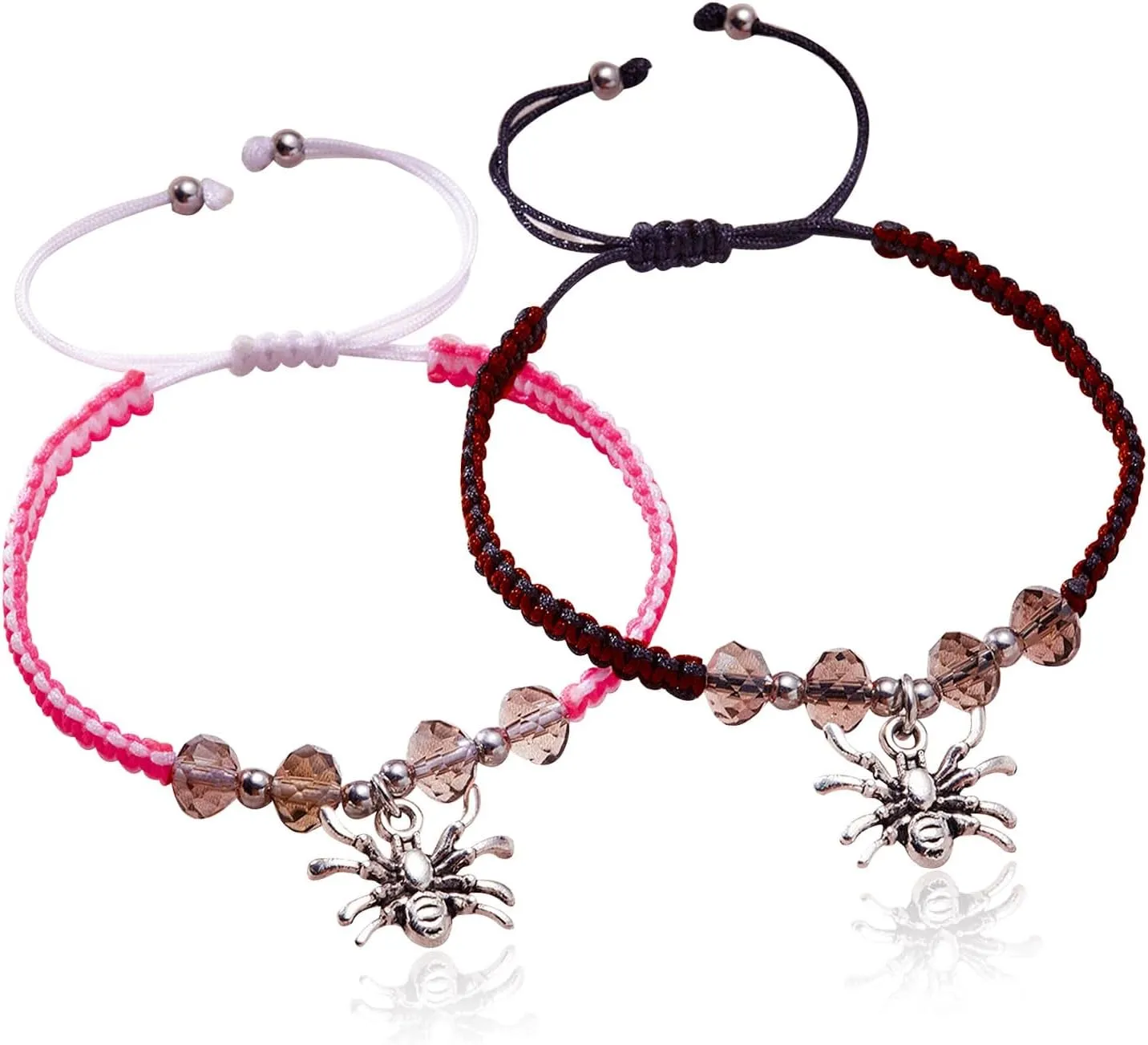 Spider Matching Bracelets for Couple Relationship Distance Bracelet Red Heart Energy Stone Spider Beads Bracelet Friendship Bracelets Relationship Promise Bracelet Halloween Party Jewelry Valentines Gift