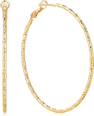 SPOINT Gold Hoop Earrings 14K Gold Hoop Earrings for Women Big Lightweight and Hypoallergenic Extra Large 14 Karat Hoops Earring for Womens Earring 35mm 45mm 55mm