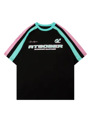 Sports Style Color-Blocked Splicing T-shirt