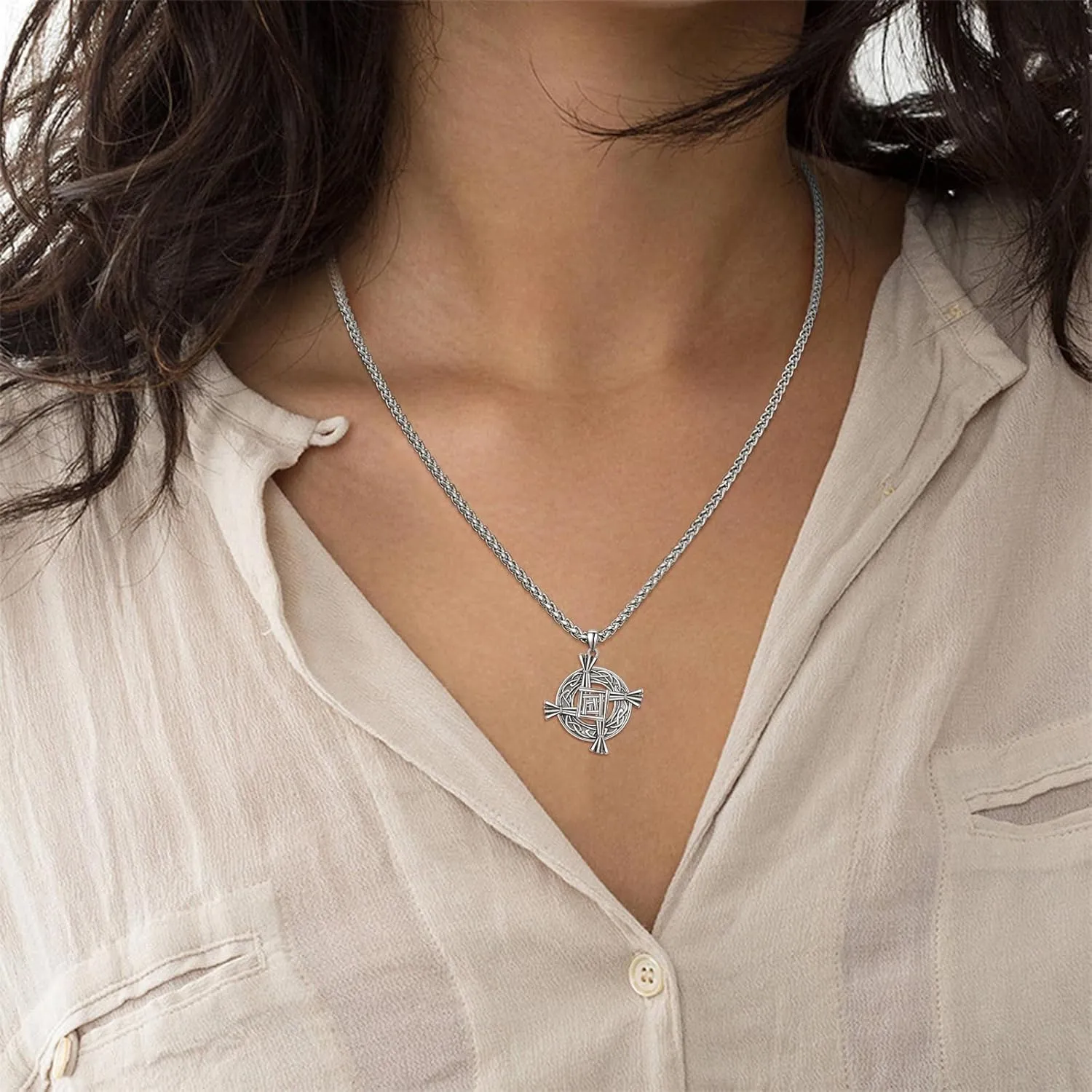St Brigid's Cross Saint Bridget Necklace Traditional Irish Celtic Cross Pendant Amulet Christian Pagan Religious Jewellery Woman Men Gift