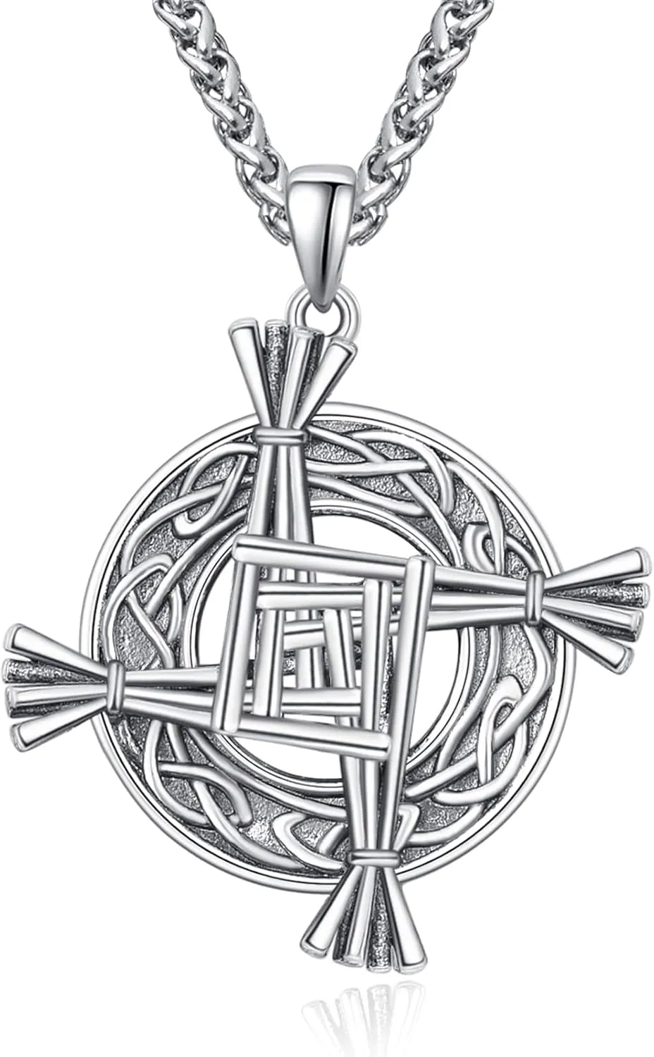 St Brigid's Cross Saint Bridget Necklace Traditional Irish Celtic Cross Pendant Amulet Christian Pagan Religious Jewellery Woman Men Gift