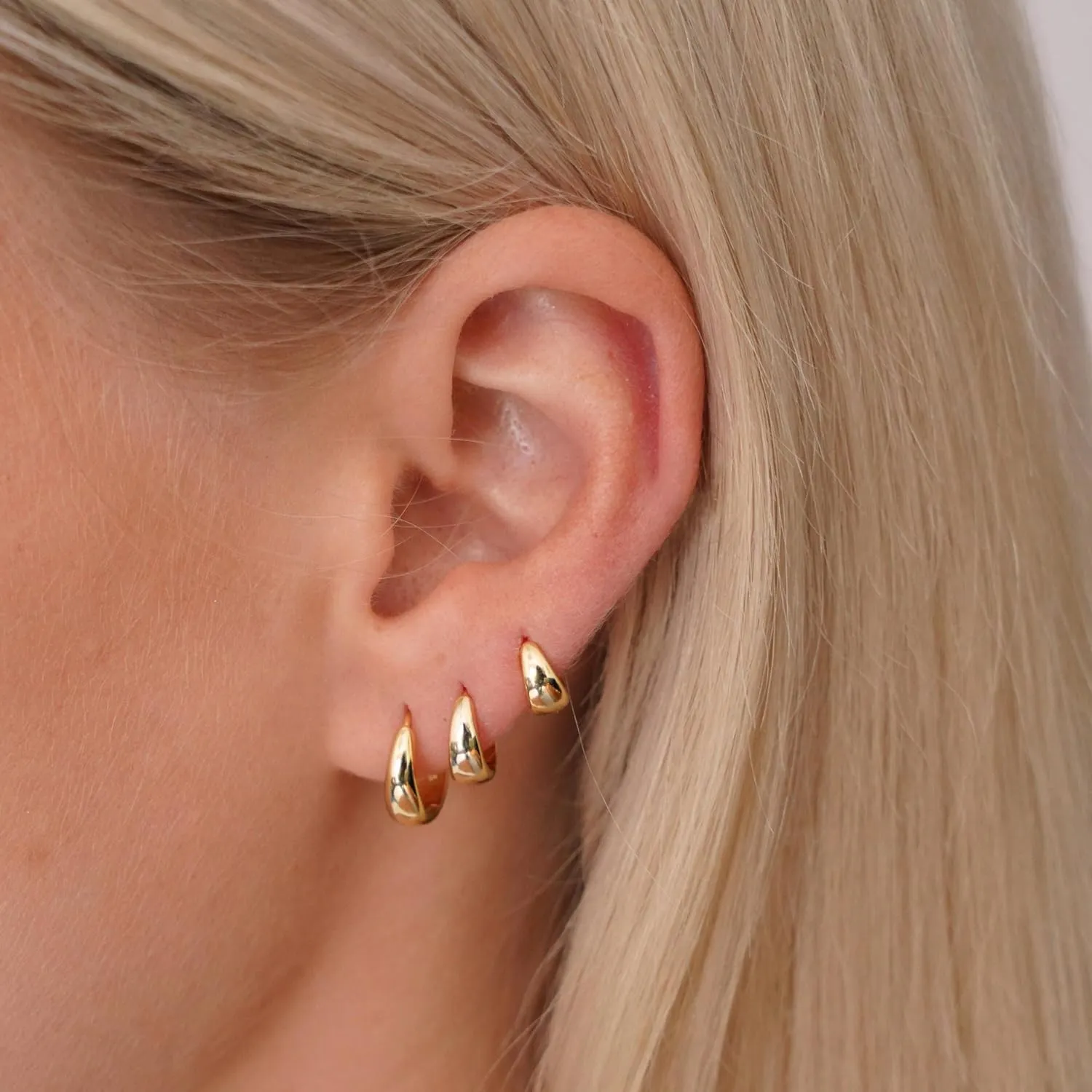 Sterling Silver Earrings for Women - Hypoallergenic Cartilage Earrings for Women Dainty 14K Gold Plated Stud Huggie Hoop Earrings Dangle Chain Earrings Cartilage Earring Gold Jewelry for Women