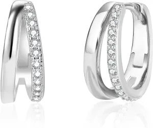 Sterling Silver Hoop Earrings for Women Hypoallergenic Cubic Zirconia Hoop Earrings Small Hoop Earrings for Women Trendy Simple Hoop Earrings Silver Jewelry