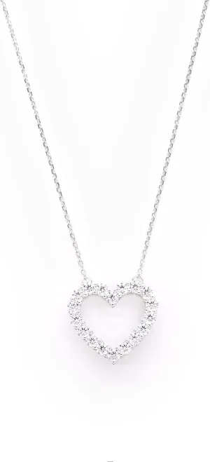 STORYJEWELLERY Heart Necklaces for Women, 925 Sterling Silver Heart Pendant, Dainty Cubic Zirconia Love Necklace for Women, Cute Jewelry