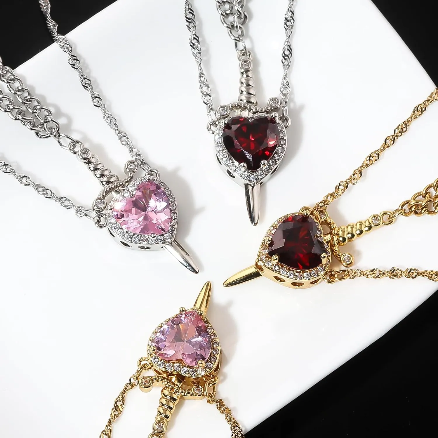 Sword Heart Matching Couple Necklaces - Bff Neckalce for 2 Best Friends - Beautiful Jewelry Gift for Women Men