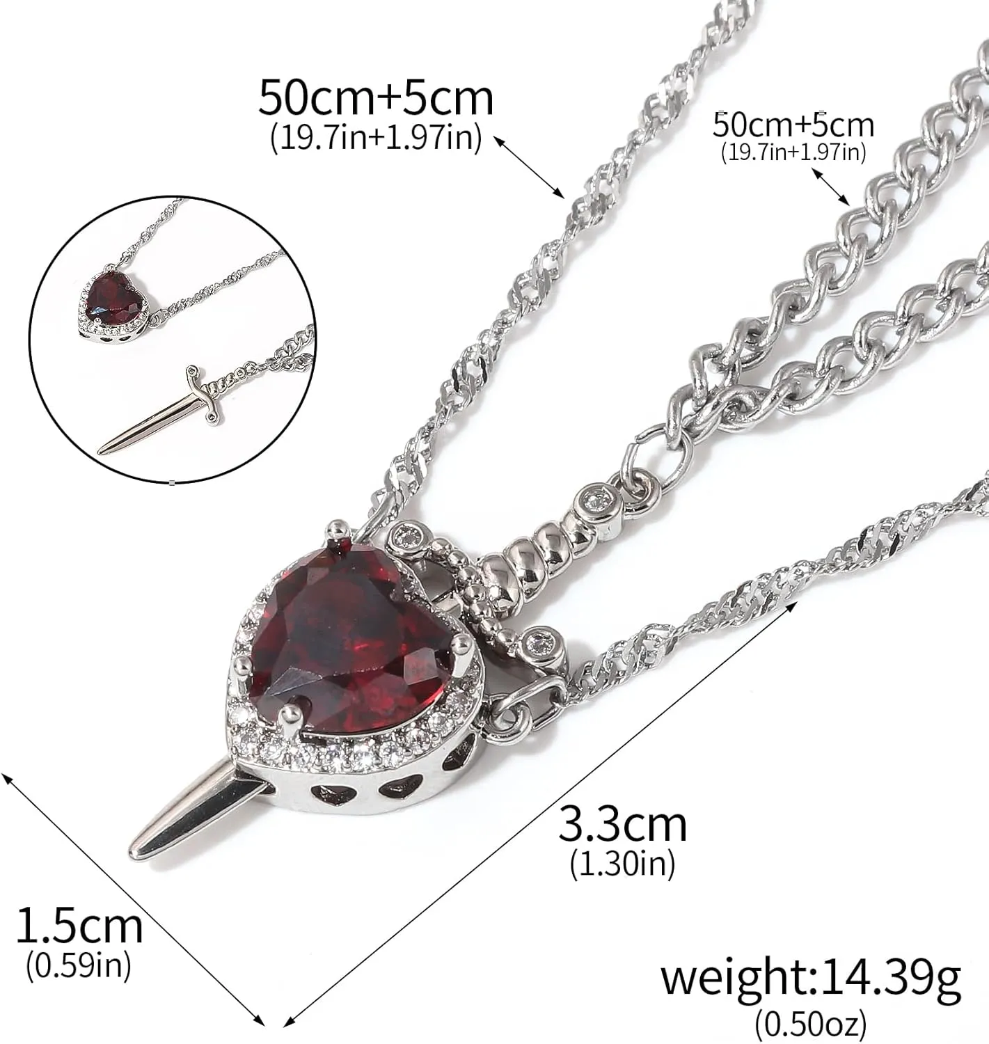 Sword Heart Matching Couple Necklaces - Bff Neckalce for 2 Best Friends - Beautiful Jewelry Gift for Women Men