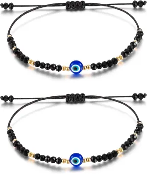 Tarsus Dainty Evil Eye Beaded Bracelets Adjustable String Amulet for Women Men