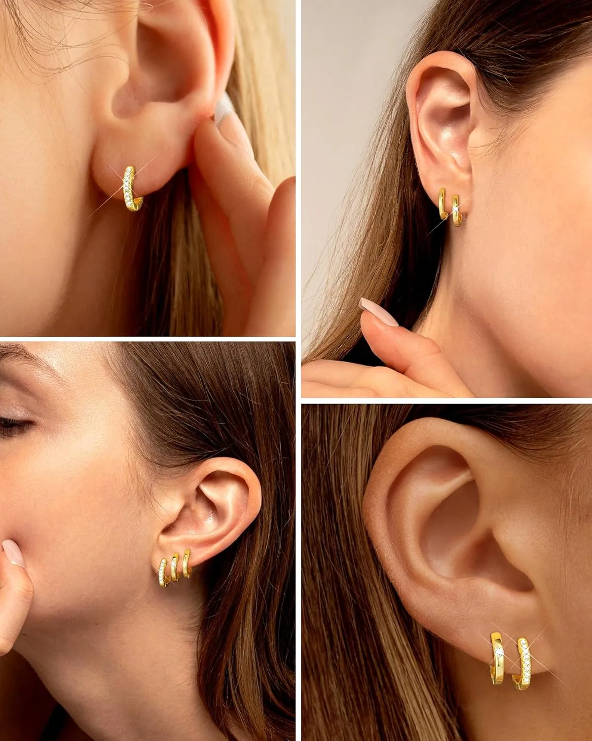 Tassel Chain Small Gold Hoop Dangle Earring For Women Huggie Earring Heart Star CZ 14K Gold Plated Fashion Jewelry Friendship Gift