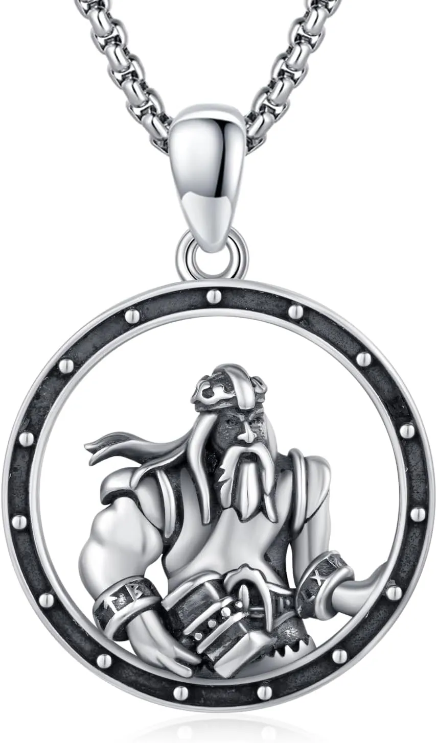 Thors Hammer Necklace Sterling Silver Mjolnir Necklace Thor Hammer Necklaces for Men Women Norse Viking Jewelry Odin Pendant with 20 2" Rolo Chain