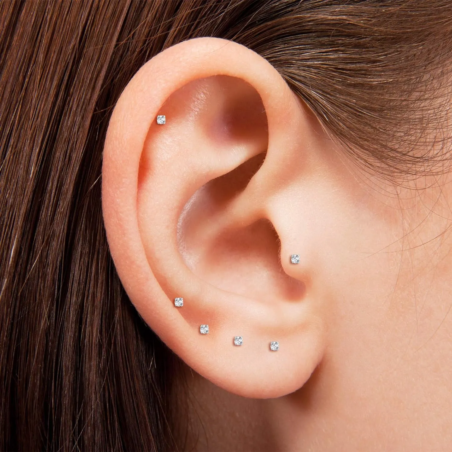 Tiny 2mm CZ Flat Screw Back Stud Earrings for Girls,Comfortable Flatback Mini Cubic Zirconia Earrings for Women Cartilage Helix Tragus Piercing Jewelry Hypoallergenic (2mm CZ, Gold)