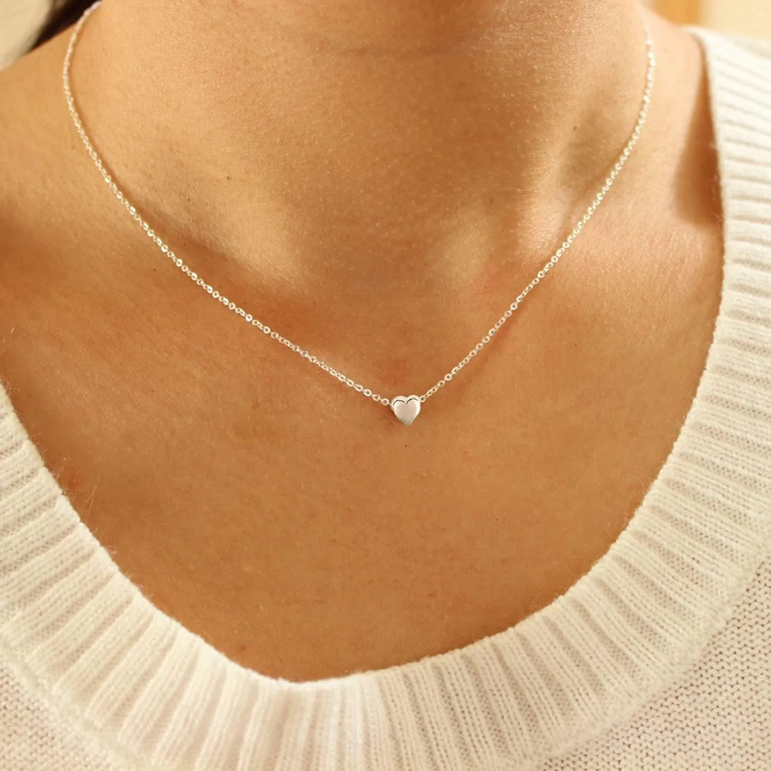 Tiny Gold Heart Choker Necklace,Dainty Cute Initial Heart Pendant Necklace,Rose Necklace,Layered Heart Necklaces for Women,Christmas Gift