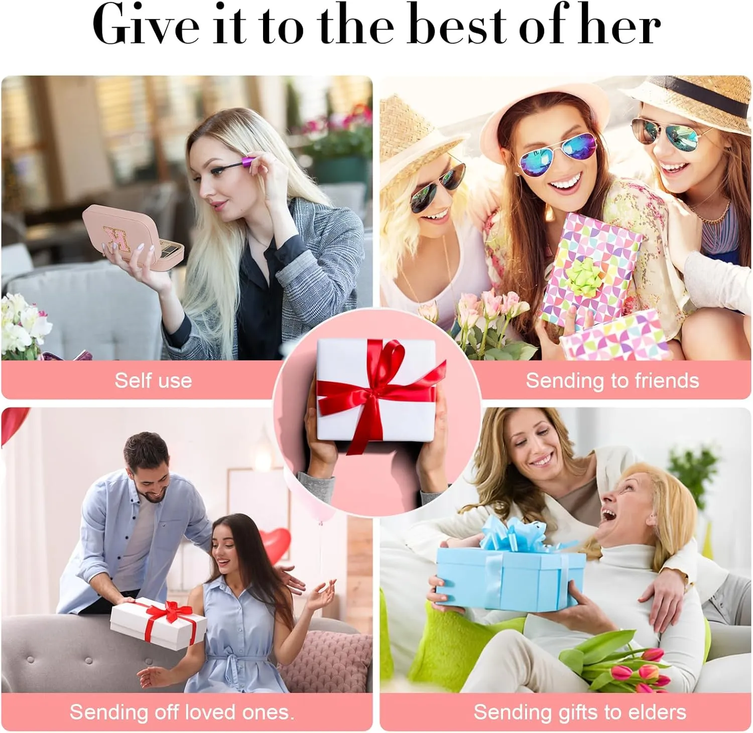 TopPerfekt Travel Jewelry Case, Jewelry Box with Mirror, Jewelry Organizer Bridal Shower Gifts to Her, Earring Storage Travel Case, Trendy Gift for Women and Girls, Girlfriend-Letter D, Pink