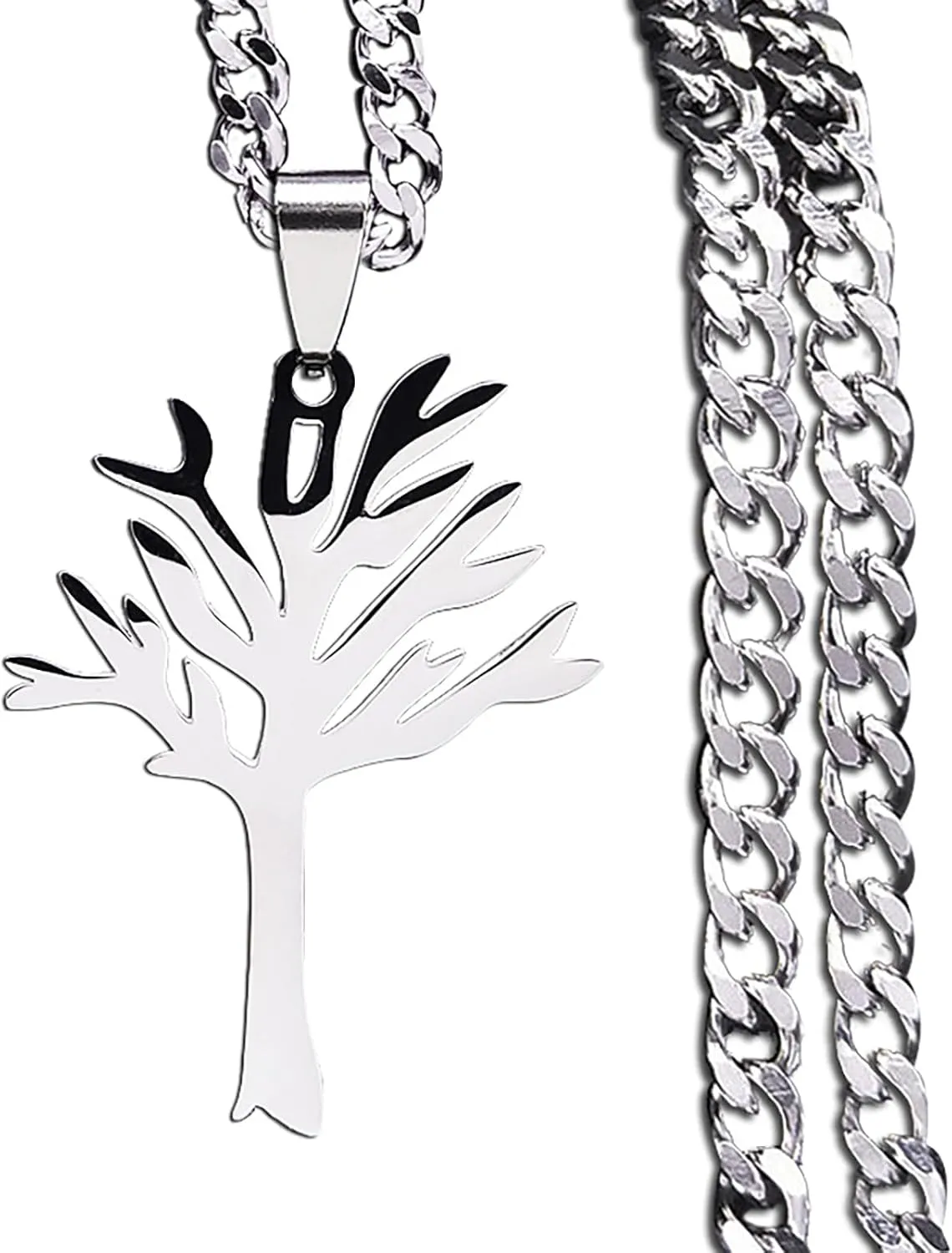 Tree Necklace For Women, Stainless Steel Hiphop Punk Rock Style Tree Of Life Pendant Necklaces Fashion Gift Jewelry