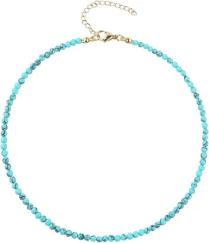 Turquoise Necklaces for Women Turquoise Beaded Necklace Handmade Bead Necklace 14K Gold Chain Boho Turquoise Choker Necklace Turquoise Jewelry for Women