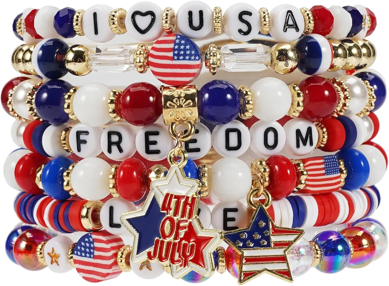 Twinfree Bohemia Beaded Bracelet, Polymer Clay Stretch Bracelets for Mom