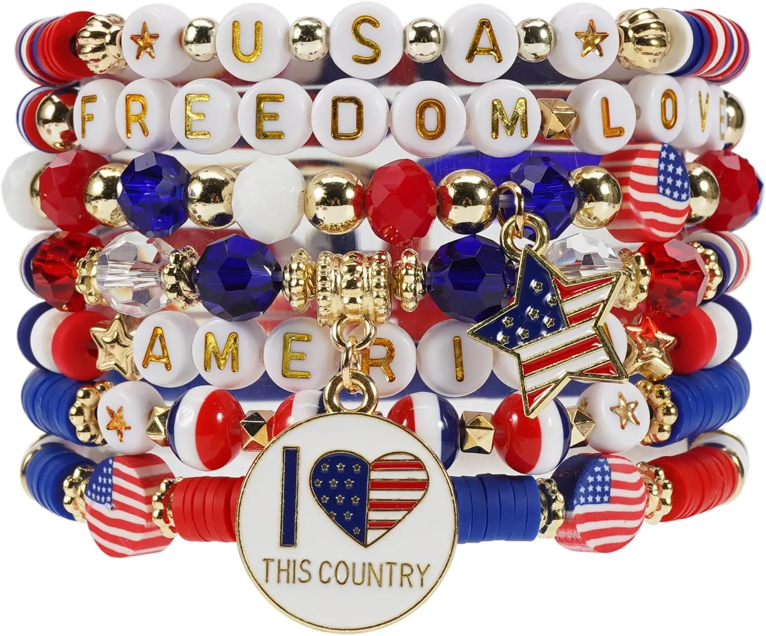 Twinfree Bohemia Beaded Bracelet, Polymer Clay Stretch Bracelets for Mom