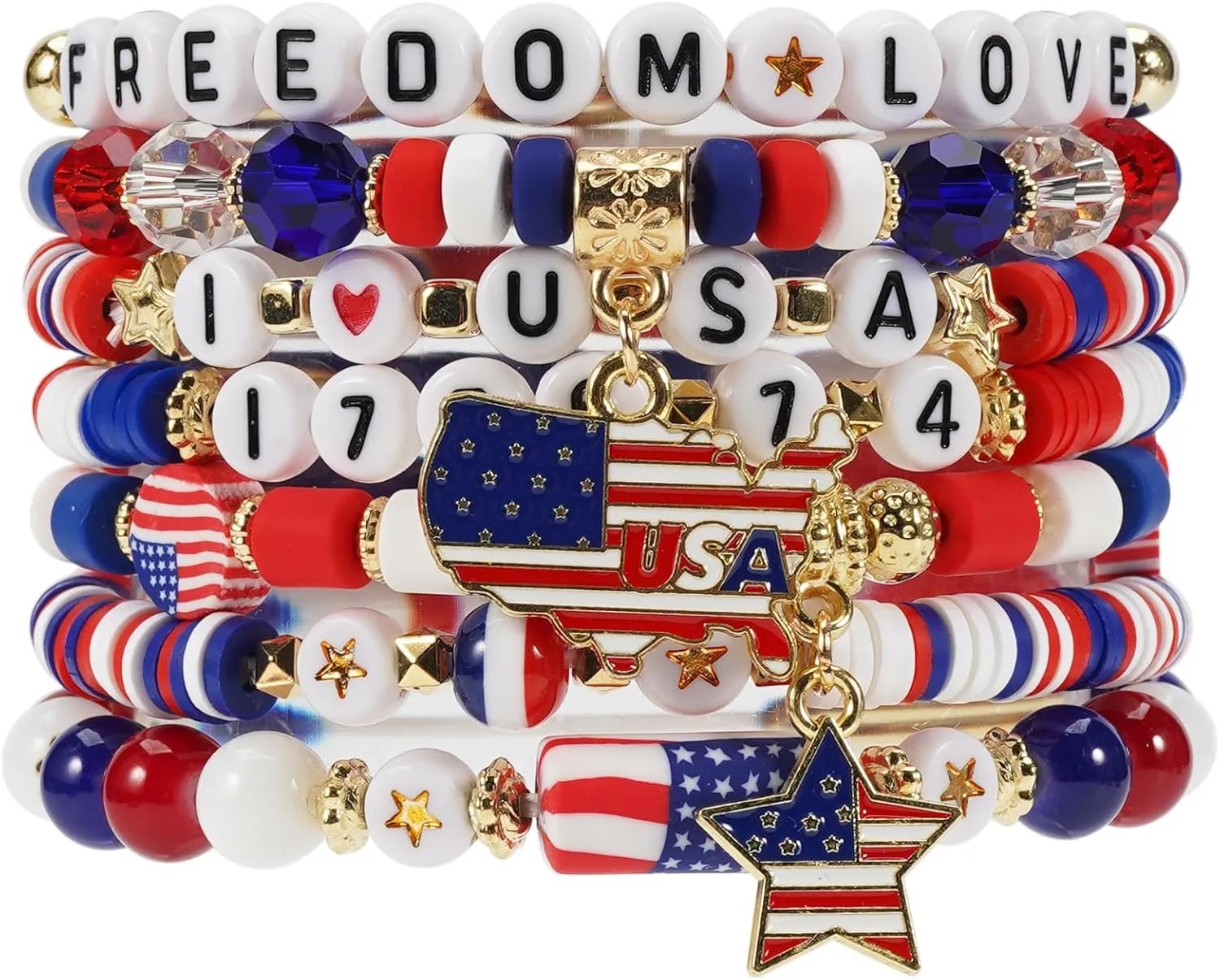 Twinfree Bohemia Beaded Bracelet, Polymer Clay Stretch Bracelets for Mom
