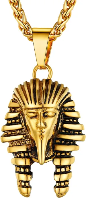 U7 Ankh Necklace for Men Women Stainless Steel Black Color Egyptian Jewelry Ankh Cross Pendant, Africa Necklaces with Chain 22"