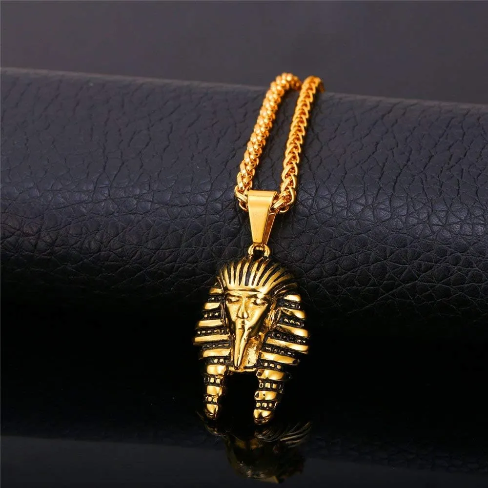 U7 Ankh Necklace for Men Women Stainless Steel Black Color Egyptian Jewelry Ankh Cross Pendant, Africa Necklaces with Chain 22"