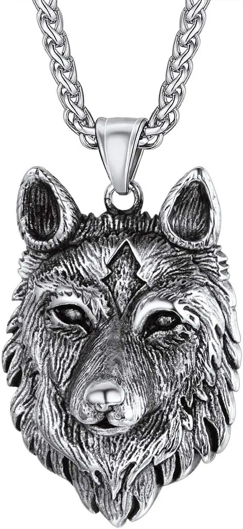 U7 Punk Chameleon/Eagle/Dragon/Hawk/Wolf Necklaces for Men Women, Retro Black Stainless Steel Animal Pendant Personalized Jewelry Gift Cool Necklace with 22 Inch Chain