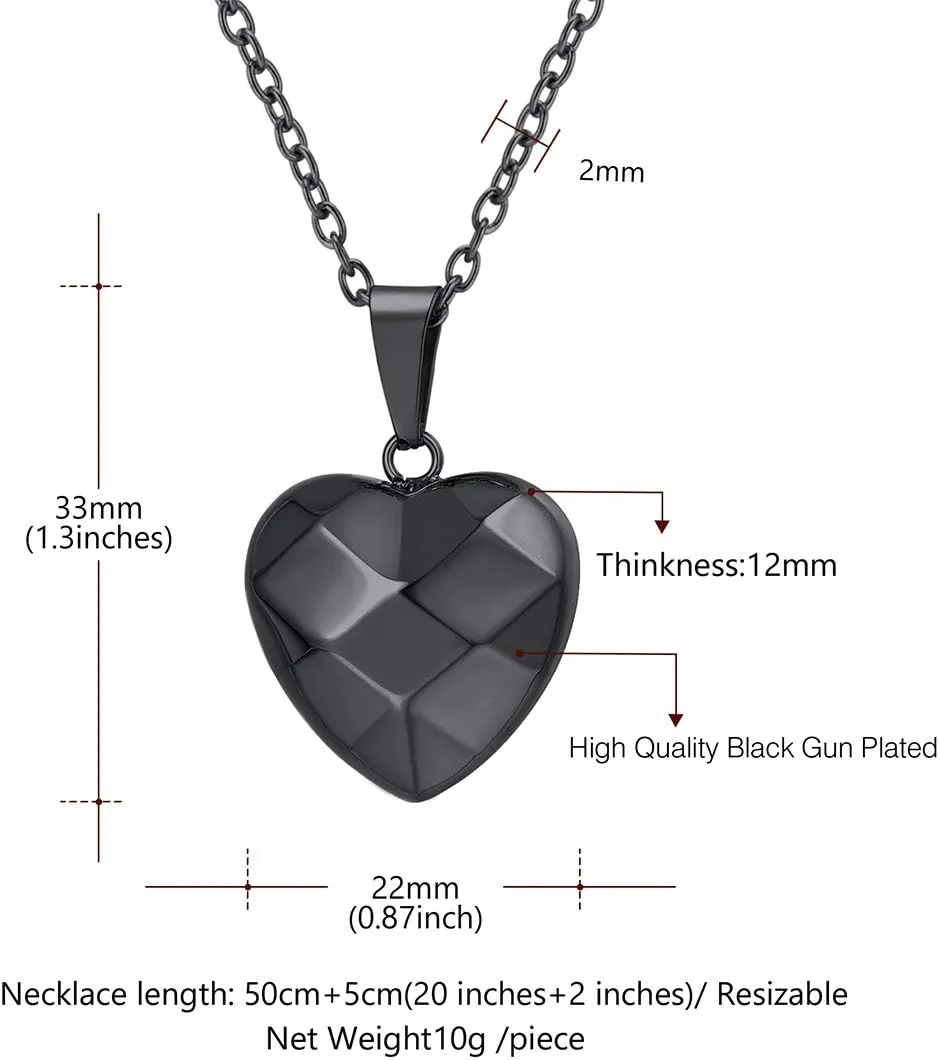 U7 Tiny Heart Necklace for Women, Stainless Steel 18K Gold/Black/Rose Gold Plated Link Chain Dainty Love Hearts Pendant Necklaces