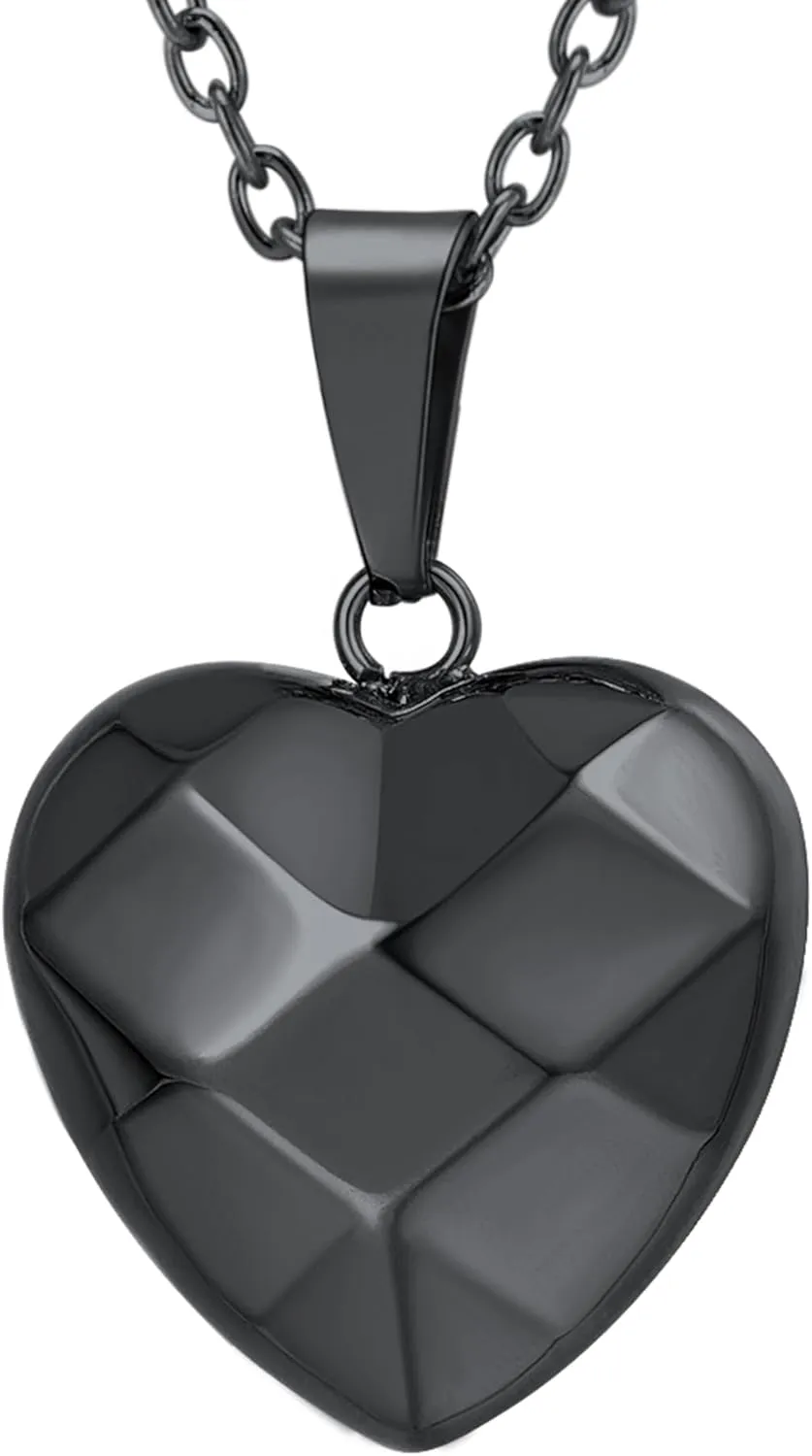 U7 Tiny Heart Necklace for Women, Stainless Steel 18K Gold/Black/Rose Gold Plated Link Chain Dainty Love Hearts Pendant Necklaces