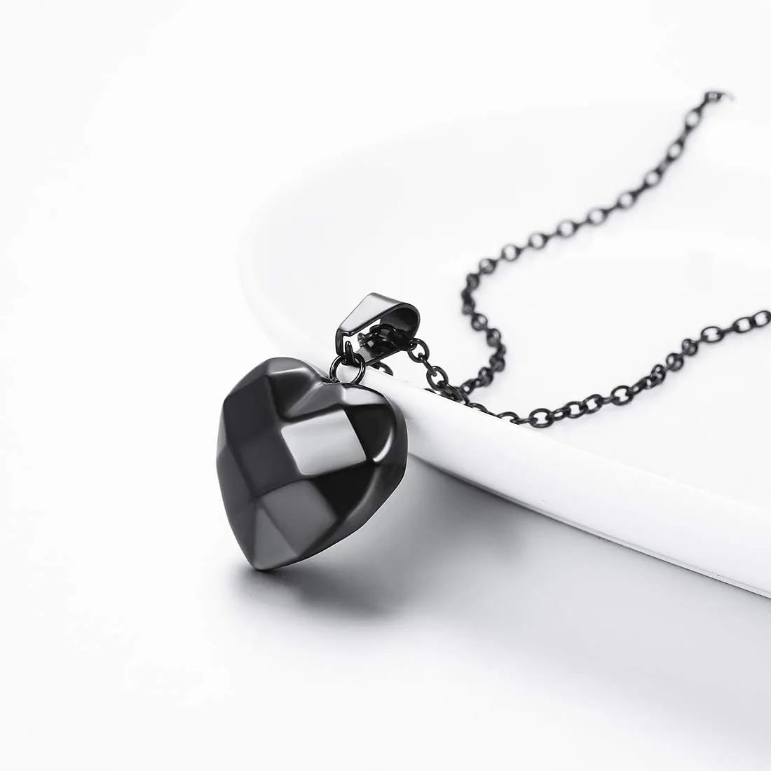 U7 Tiny Heart Necklace for Women, Stainless Steel 18K Gold/Black/Rose Gold Plated Link Chain Dainty Love Hearts Pendant Necklaces