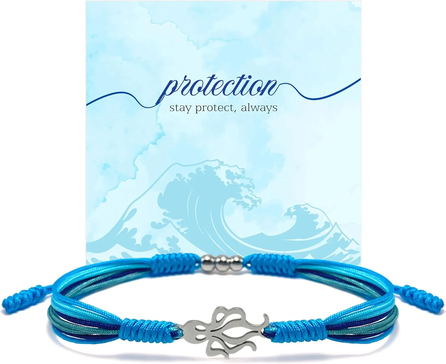 Under The Sea Blue Marine Luck and Protection Tibetan Bracelet, Surfer String Wrap for Men, Women, Forever Love Friendship