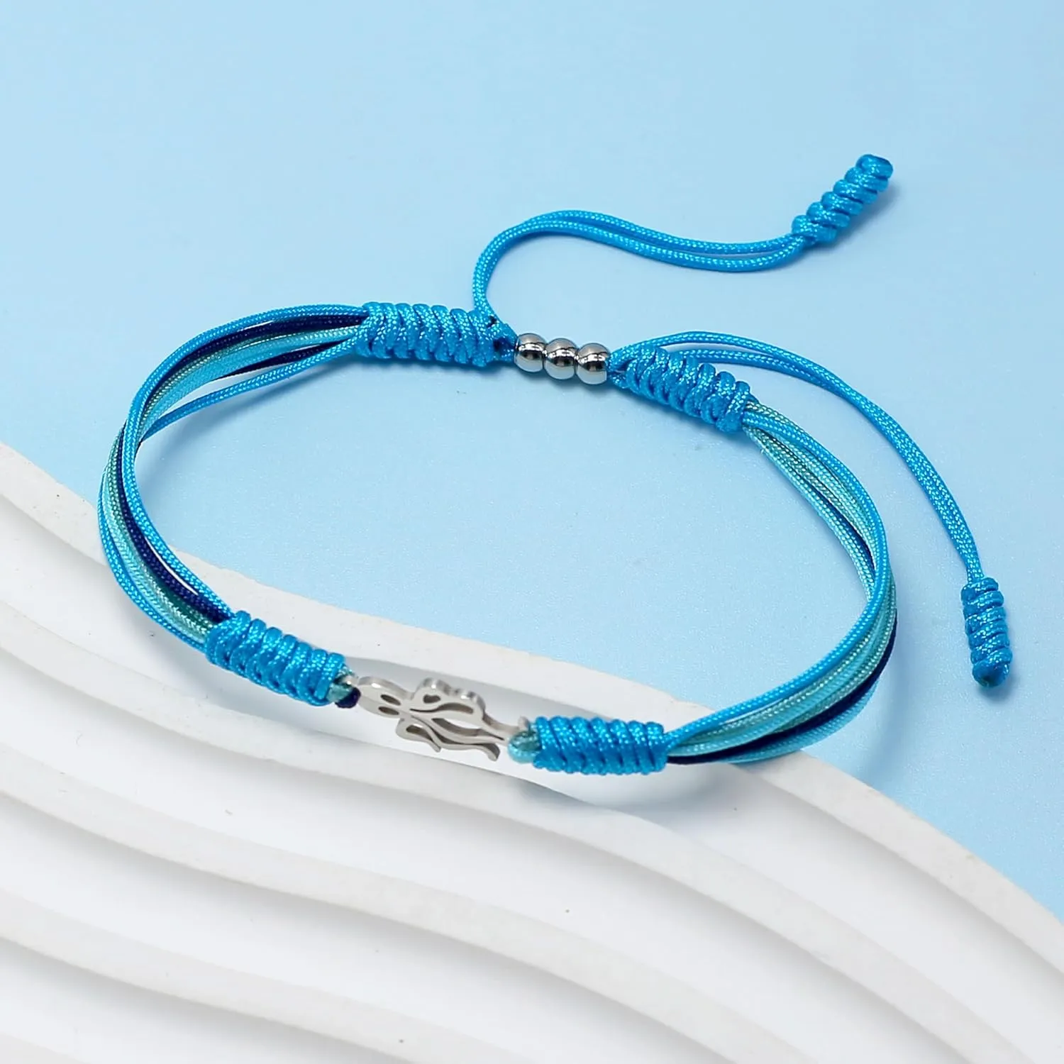 Under The Sea Blue Marine Luck and Protection Tibetan Bracelet, Surfer String Wrap for Men, Women, Forever Love Friendship