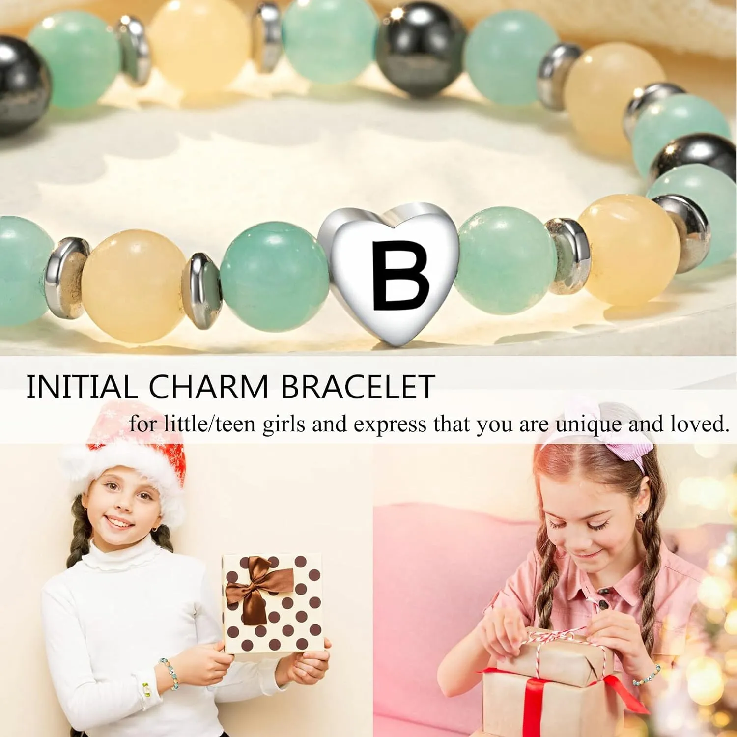 UNGENT THEM Initial Charm Bracelets for Teen Girls Graduation Birthday Valentines' day Christmas Gifts