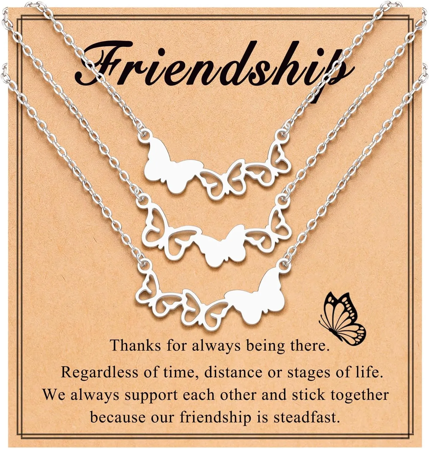 UPROMI Friendship Necklace for 2/3, Matching Butterfly Necklaces for Best Friend, Birthday Christmas Gifts for Women/Teen Girls