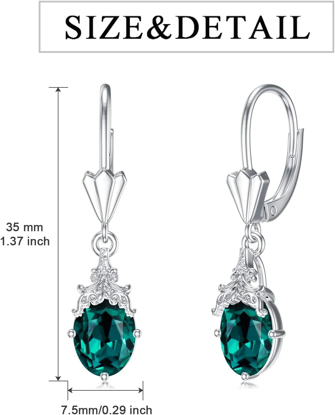 Valentine's Day Gifts - Sterling Silver Birthstone Earrings for Women Teardrop Dangle Drop Crystal EarringAnniversary Valentine's Day Birthday Gifts for her Women