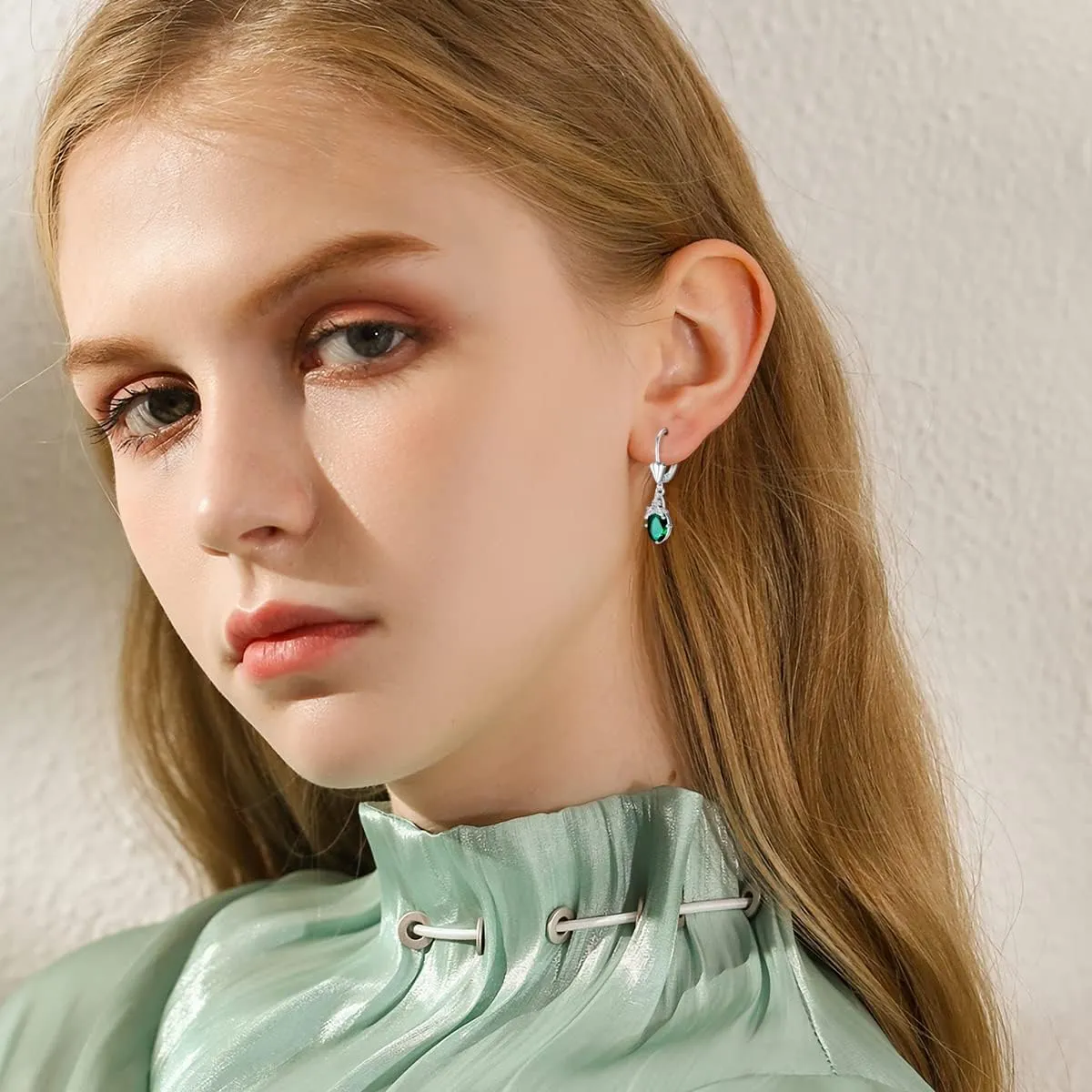 Valentine's Day Gifts - Sterling Silver Birthstone Earrings for Women Teardrop Dangle Drop Crystal EarringAnniversary Valentine's Day Birthday Gifts for her Women