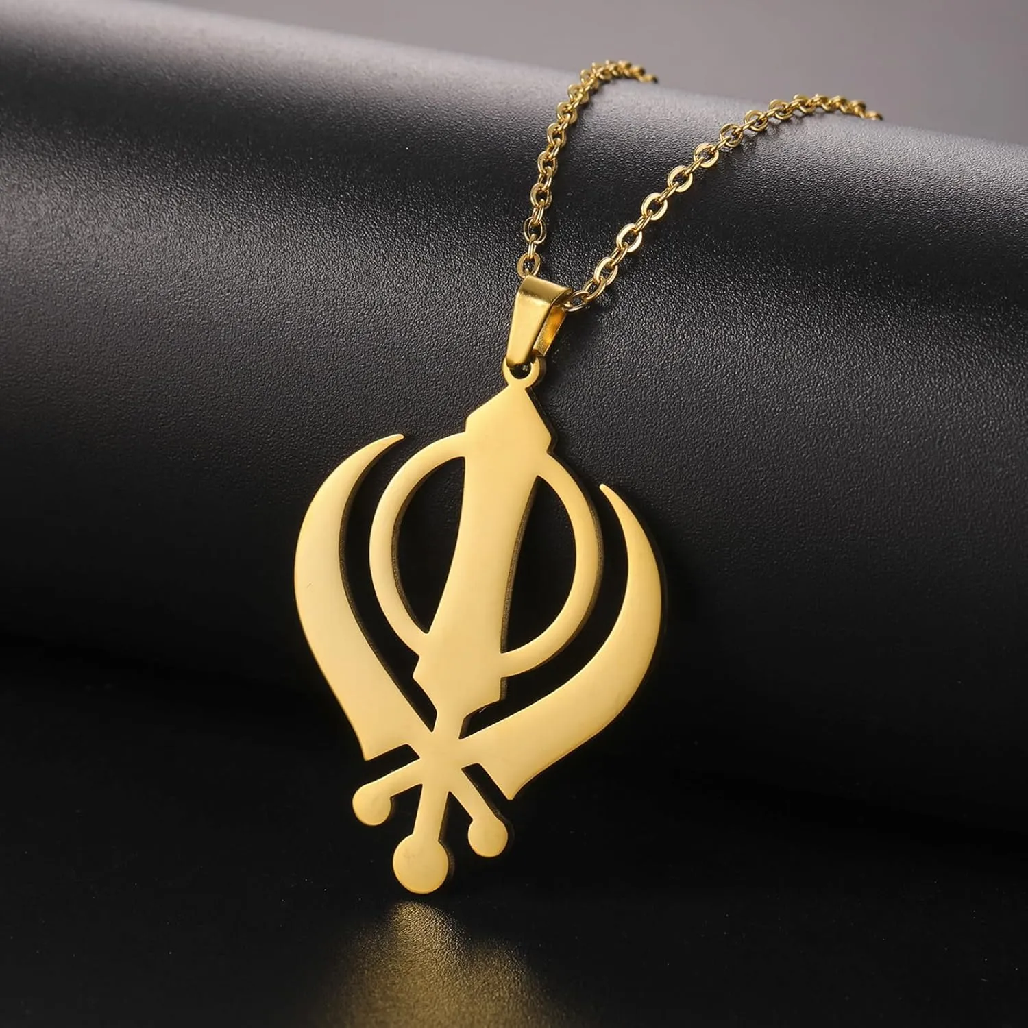 VASSAGO Sikhism Necklace Sikh Khanda Sword Necklace for Women Men Stainless Steel Sikhs Necklaces Sword Symbol Pendant Religious Jewelry