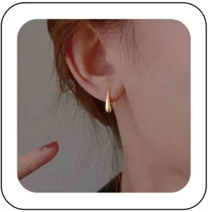 Vintage Pull Through Hoop Earrings Gold Small Teardrop Drop Earrings Teardrop Threader Dangle Earrings Minimalist Tiny Teardrop Stud Earrings Jewelry for Women