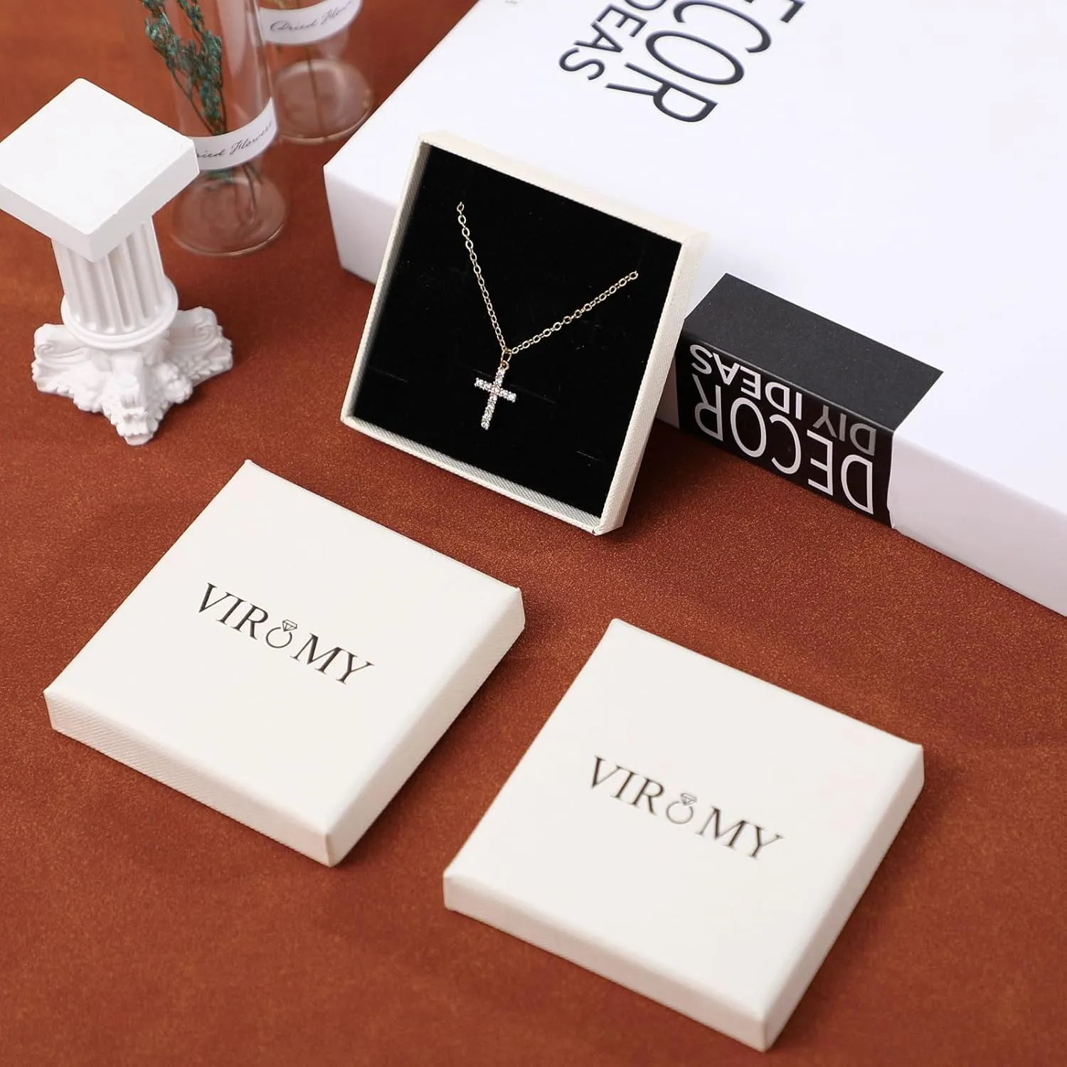 VIROMY Dainty Gold Necklace for Women 14K Gold Plated Layered Satellite Necklaces Trible Layering Paper Clip Chain Link Necklace Everyday Jewelry