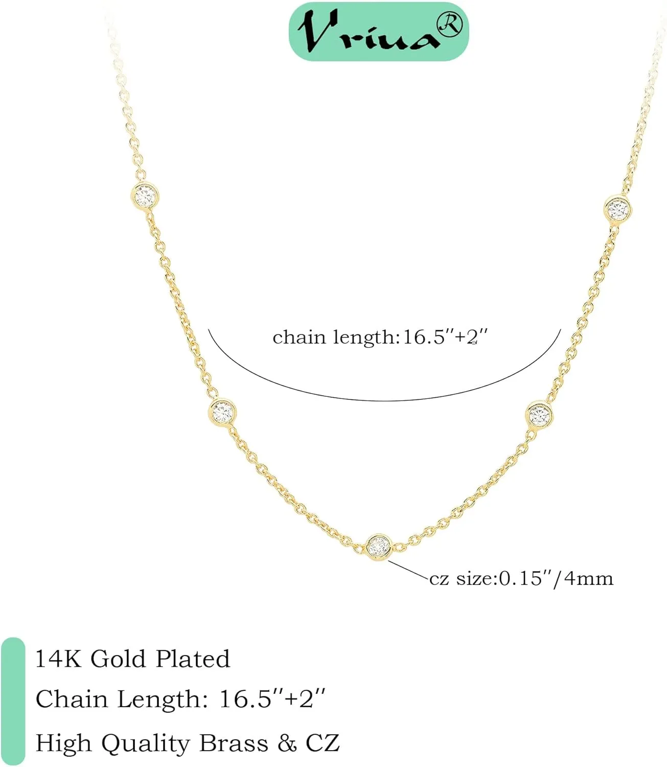 VRIUA Diamond Necklaces for Women - 14K Gold/Silver Gold Plated Dainty Necklace for Women Simple Five Diamond Flower Clover Butterfly Heart Star Necklace Trendy Gold Jewelry