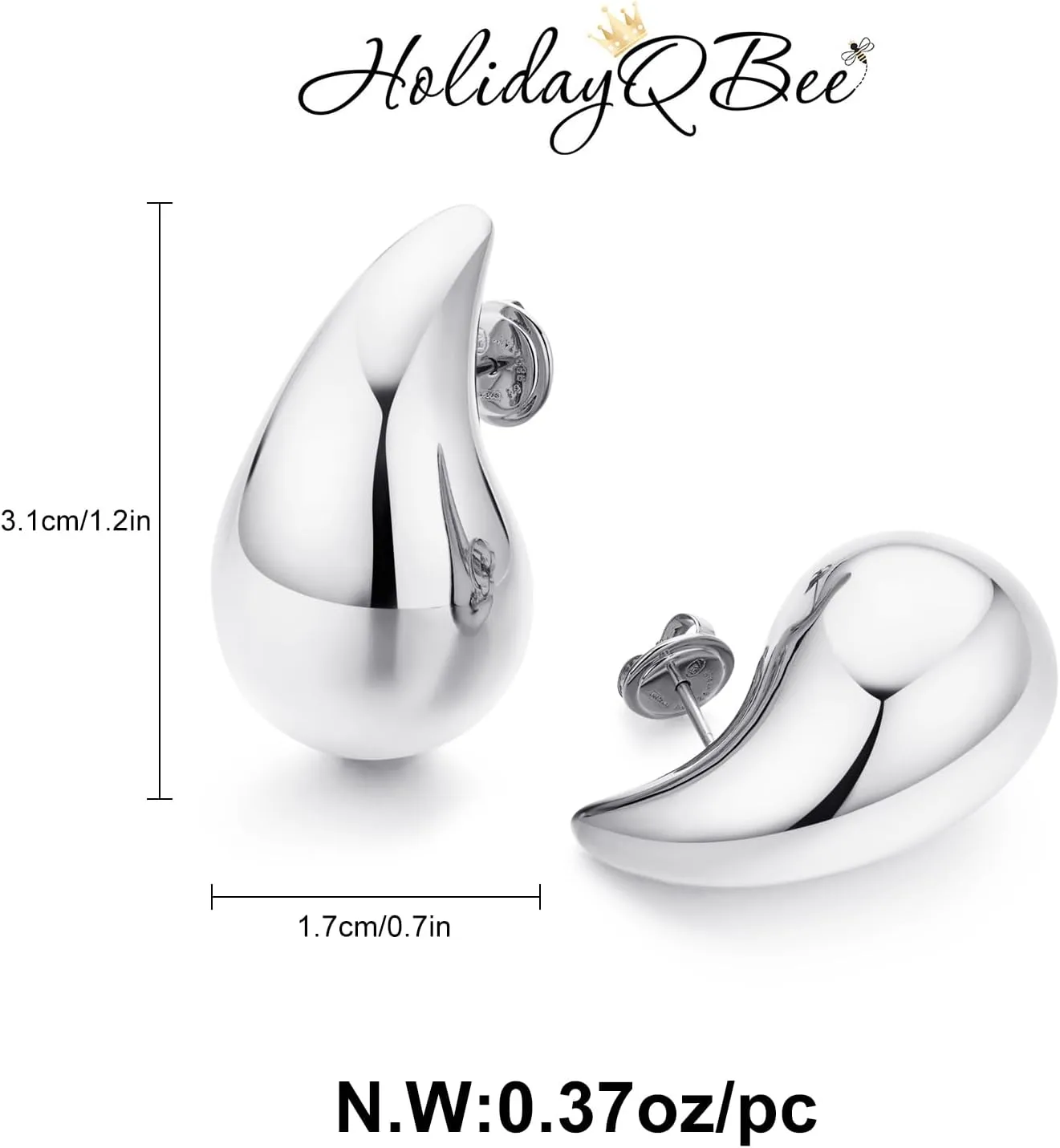 Waterdrop Teardrop Earrings - Chunky, Four Color Dupes Perfect for Holidays