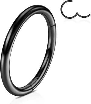 WBRWP 316L Stainless-Steel Hinged Nose Rings Hoop : 20G 18G 16G 14G Womens and Mens Body Pierecing Ring Segment Ring Lip Rings Nose Helix Cartilage Rook EarringsDiameter 6mm 8mm 10mm 12mm
