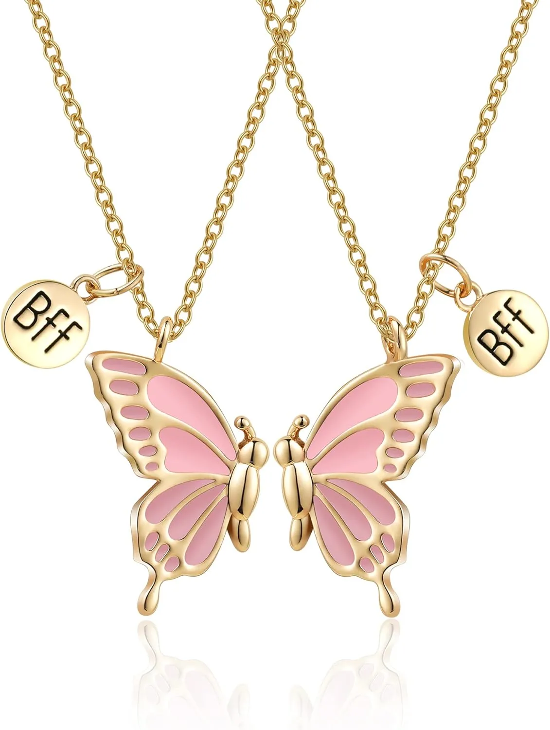 WEDDINEN Cute Butterfly BFF Necklaces for 2, Enamel Butterfly Friendship Necklace for Teen Girls Women Best Friend Birthday Gift