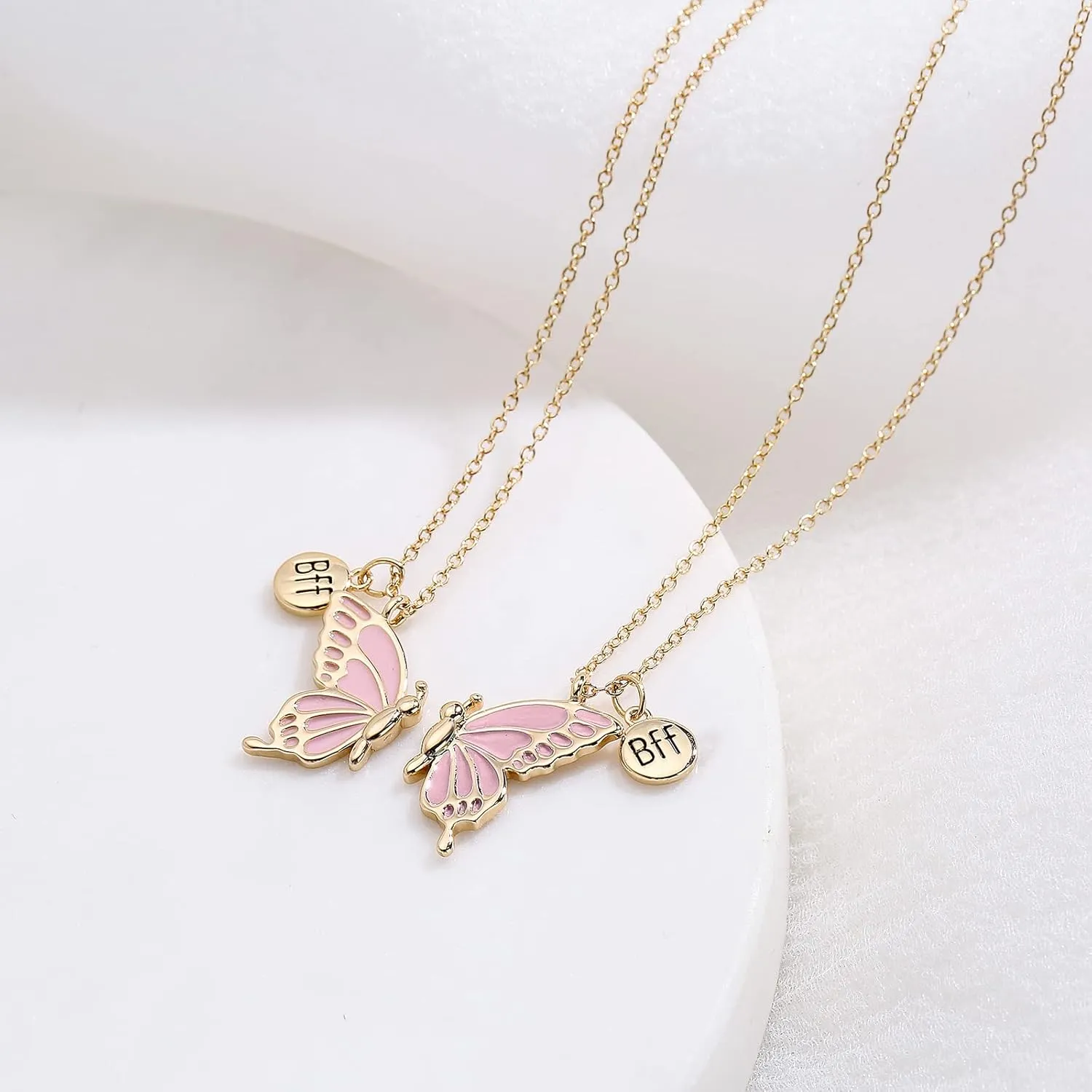 WEDDINEN Cute Butterfly BFF Necklaces for 2, Enamel Butterfly Friendship Necklace for Teen Girls Women Best Friend Birthday Gift