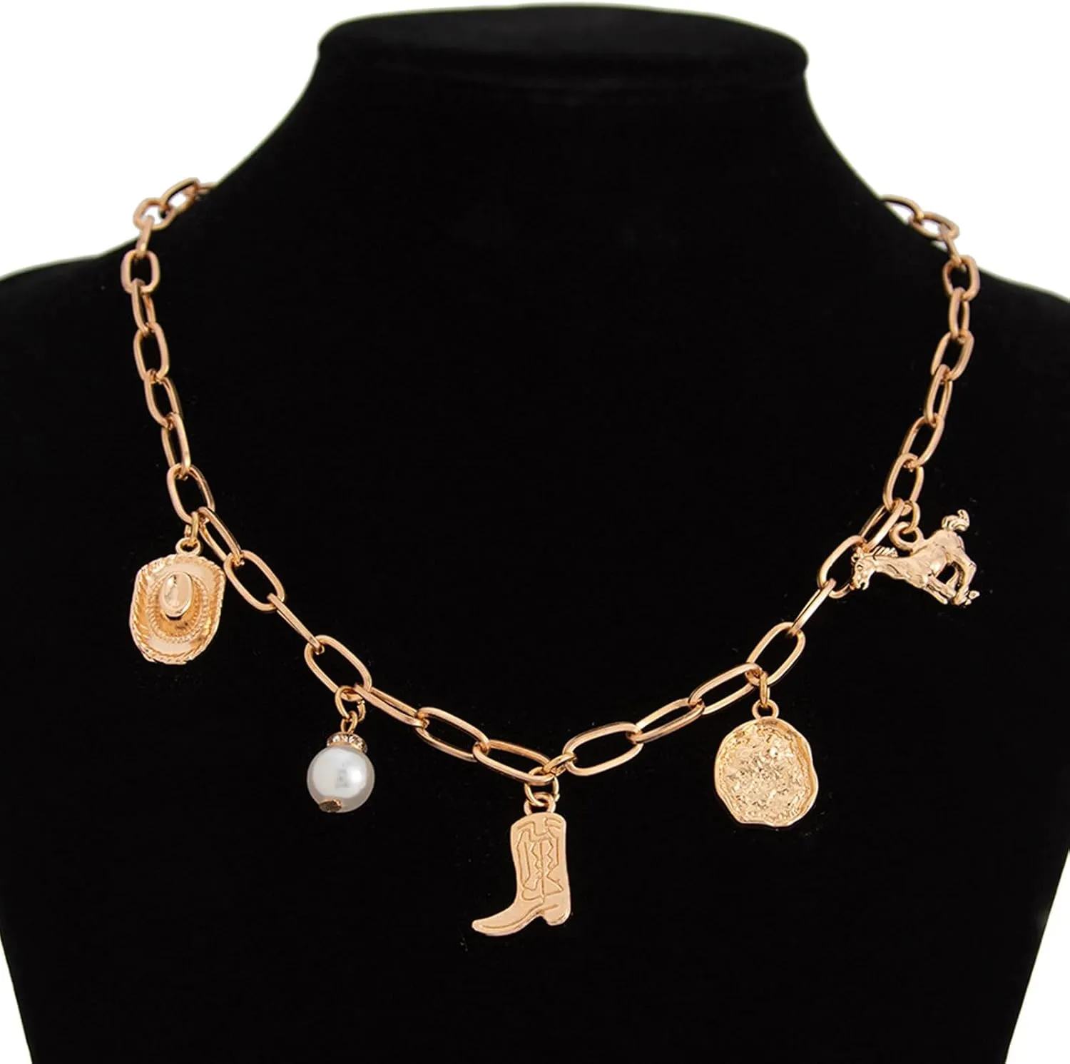 Western Necklaces for Women Charm Necklace Western Outfit for Women Cowboy Cowgirl Boots Hats Charms Country Concert Outfits