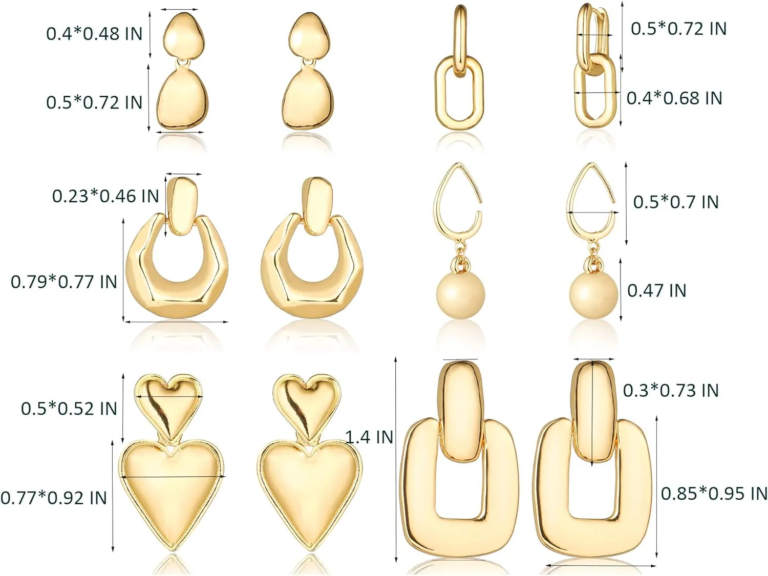 Wgoud 6 Pairs Gold Hoop Earrings Set for Women, 14K Gold Plated Hypoallergenic Lightweight Chunky Open Huggie Hoops Earrings Jewelry for Gift.